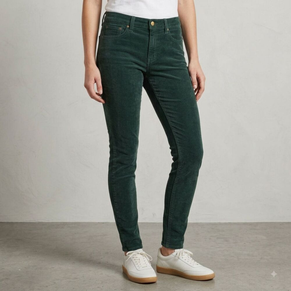 J.Crew Dark Green Corduroy Skinny Pants Preppy Dark Academic Fall Back to School